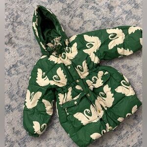 Mini Rodini Cream Swan Print Puffer Jacket
